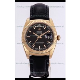 Rolex Day Date Rose Gold 904L Steel Casing Watch in Black Dial 36MM - 1:1 Mirror Quality