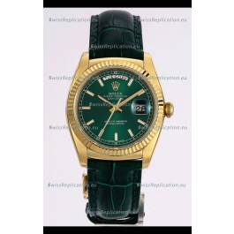 Rolex Day Date Yellow Gold 904L Steel Casing Watch in Green Dial 36MM - 1:1 Mirror Quality