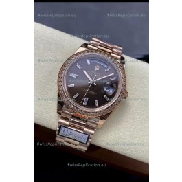 Rolex Day Date 40MM 1:1 Rose Gold in Brown Dial 1:1 Mirror Replica Watch