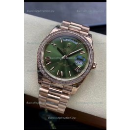 Rolex Day Date Presidential 18K Rose Gold Watch 40MM - Olive Green Dial 1:1 Mirror Quality