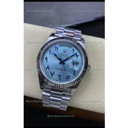 Rolex Day Date Presidential Stainless Steel ICE Blue Arab Dial Watch 40MM - 1:1 Mirror Quality