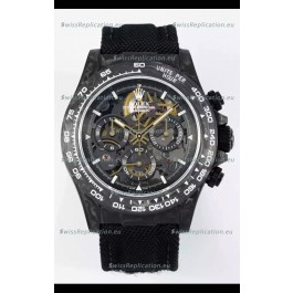 Rolex Daytona Super Clone DiW Skeleton Carbon Edition Watch - Forged Carbon Casing Black Strap 1:1 Mirror Replica
