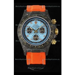 Rolex Daytona Super Clone Watch in Blue Dial Black Carbon Casing 1:1 Mirror Replica