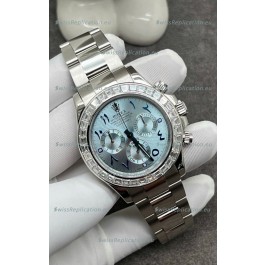 Rolex Cosmograph Daytona ICE Blue Dial Diamonds Bezel Cal.4130 Movement - 904L Steel Watch