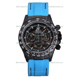 Rolex Daytona DiW Skeleton Carbon Edition Watch - Forged Carbon Casing Blue Strap 1:1 Mirror Replica