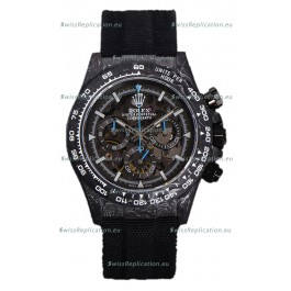 Rolex Daytona DiW Skeleton Carbon Edition Watch - Forged Carbon Casing Black Strap 1:1 Mirror Replica