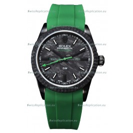 Rolex Milgauss DiW Black Carbon Casing Watch - ETA2836 Automatic Movement in Green Strap 