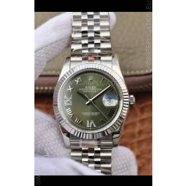 Rolex Datejust 36MM ETA-3135 Movement Swiss Replica in 904L Steel in Green Dial 