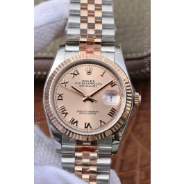 Rolex Datejust 36MM ETA-3135 Movement Swiss Replica in 904L Two Tone Champange Dial