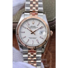 Rolex Datejust 36MM ETA-3135 Movement Swiss Replica in 904L Two Tone White Dial