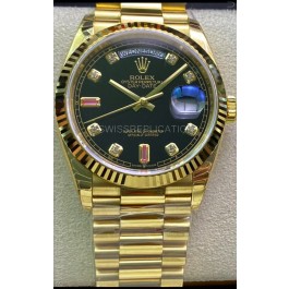 Rolex Day Date 128238 Presidential 18K Yellow Gold Watch 36MM - Black Dial 1:1 Mirror Quality Watch