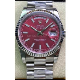 Rolex Day Date Presidential 904L Steel 36MM - Maroon Dial 1:1 Mirror Quality Watch