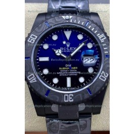 Rolex Submariner DiW Special Edition Watch in DLC Coating Carbon Bezel Blue Dial