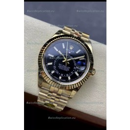 Rolex Sky-Dweller REF# 336935 Black Dial Watch in Yellow Gold 904L Steel Case 1:1 Mirror Replica