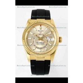 Rolex Sky-Dweller REF# 336935 Gold Dial Watch in Yellow Gold 904L Steel Case 1:1 Mirror Replica