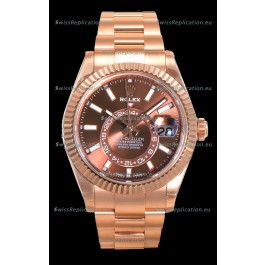 Rolex Sky-Dweller REF# 336235 Brown Dial Watch in Rose Gold 904L Steel Case 1:1 Mirror Replica