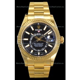 Rolex Sky-Dweller REF# 336235 Black Dial Watch in Yellow Gold 904L Steel Case 1:1 Mirror Replica