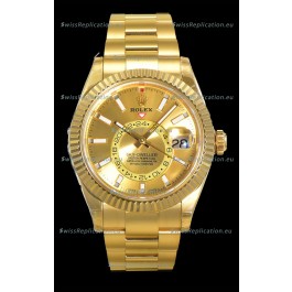 Rolex Sky-Dweller REF# 336235 Gold Dial Watch in Yellow Gold 904L Steel Case 1:1 Mirror Replica
