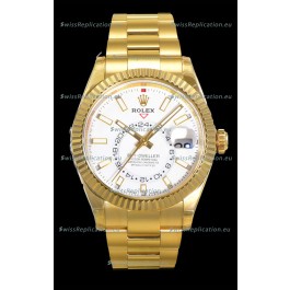 Rolex Sky-Dweller REF# 336235 White Dial Watch in Yellow Gold 904L Steel Case 1:1 Mirror Replica