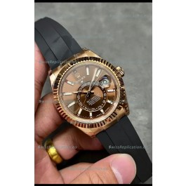 Rolex Sky-Dweller REF# M336235 Brown Dial Rose Gold Watch in 904L Steel Case 1:1 Mirror Replica