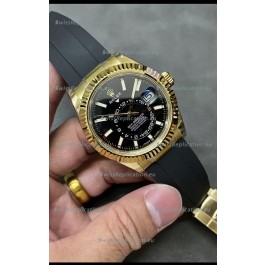 Rolex Sky-Dweller REF# M336235 Black Dial Yellow Gold Watch in 904L Steel Case 1:1 Mirror Replica