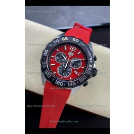 Tag Heuer F1 Edition Swiss Quartz Watch in Red Dial Stainless Steel Casing Rubber Strap