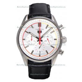 Tag Heuer Carrera Chronosprint X Swiss Quartz Replica Watch White dial Leather Strap 