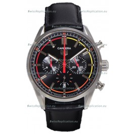Tag Heuer Carrera Chronograph 42 Swiss Quartz Replica Watch Black Dial Leather Strap