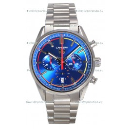 Tag Heuer Carrera Chronograph 42 Swiss Quartz Replica Watch Blue Dial Steel Strap 