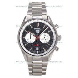 Tag Heuer Carrera Chronograph 43 Swiss Quartz Replica Watch Black Dial Steel Strap