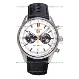 Tag Heuer Carrera Chronograph 43 Swiss Quartz Replica Watch White Dial Leather Strap