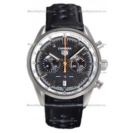 Tag Heuer Carrera Chronograph 43 Swiss Quartz Replica Watch Black Dial Leather Strap