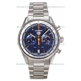Tag Heuer Carrera Chronograph 43 Swiss Quartz Replica Watch Blue Dial Steel Strap 