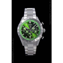 Tag Heuer Carrera Swiss Quartz Movement Replica Watch in Green Dial - Stainless Steel Strap