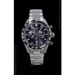Tag Heuer Carrera Swiss Quartz Movement Replica Watch in Black Dial - Stainless Steel Strap