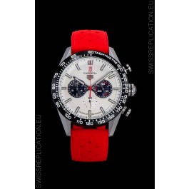 Tag Heuer Carrera Swiss Quartz Movement Replica Watch in White Dial - Red Rubber Strap