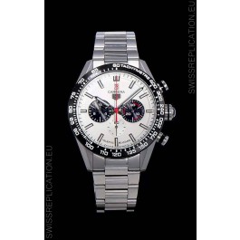 Tag Heuer Carrera Swiss Quartz Movement Replica Watch in White Dial - Stainless Steel Strap