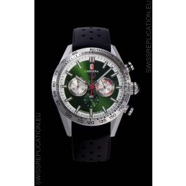 Tag Heuer Carrera Swiss Quartz Movement Replica Watch in Green Dial - Black Rubber Strap