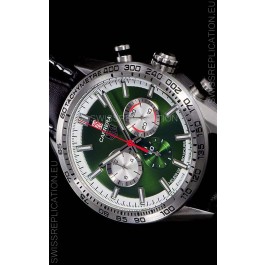 Tag Heuer Carrera Swiss Quartz Movement Replica Watch in Green Dial - Black Leather Strap