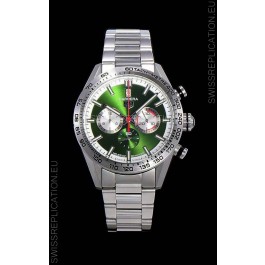 Tag Heuer Carrera Swiss Quartz Movement Replica Watch in Green Dial - Stainless Steel Strap