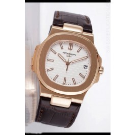 Patek Philippe Nautilus 5711/1R 1 1:1 Mirror Replica Watch in White Dial Rose Gold