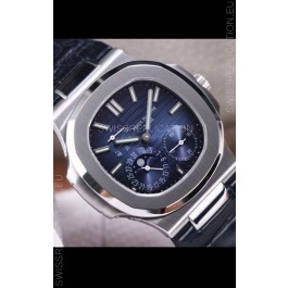 Patek Philippe Nautilus 5712/1A 1:1 Quality Swiss Replica Watch in Blue Dial Leather Strap