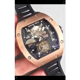 Richard Mille RM001 Genuine Tourbillon Swiss Replica Watch in Rose Gold Casing