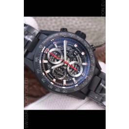 Tag Heuer Carrera Heuer 01 Swiss Replica Watch in PVD Casing - Black Skeleton Dial