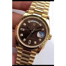 Rolex Day Date 128238 Presidential 18K Yellow Gold Watch 36MM - Brown Dial 1:1 Mirror Quality Watch