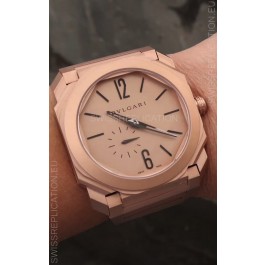 Bvlgari Octo Finissmo Edition 1:1 Mirror Replica Rose Gold Sandblasted Ceramic Casing and Strap 