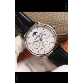 Jaeger LeCoultre Master Ultra-Thin Perpetual Calendar White Dial Swiss Replica Watch 