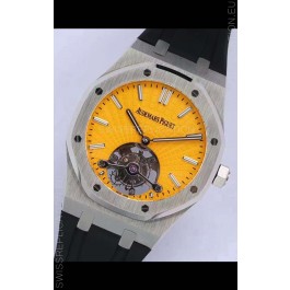 Audemars Piguet Royal Oak Tourbillon 41mm Yellow Dial in 904L Steel Case Rubber Strap