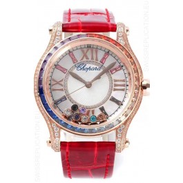 Chopard Happy Sport Swiss Automatic Replica Watch - Rose Gold Casing - 36MM Wide 