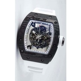 Richard Mille RM055 Forged Carbon Casing 1:1 Mirror Replica Watch in White Strap 